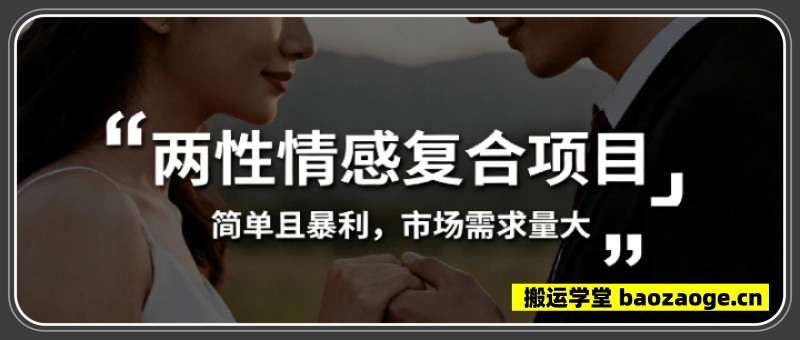 小众蓝海赛道，两性情感复合，简单且暴利，